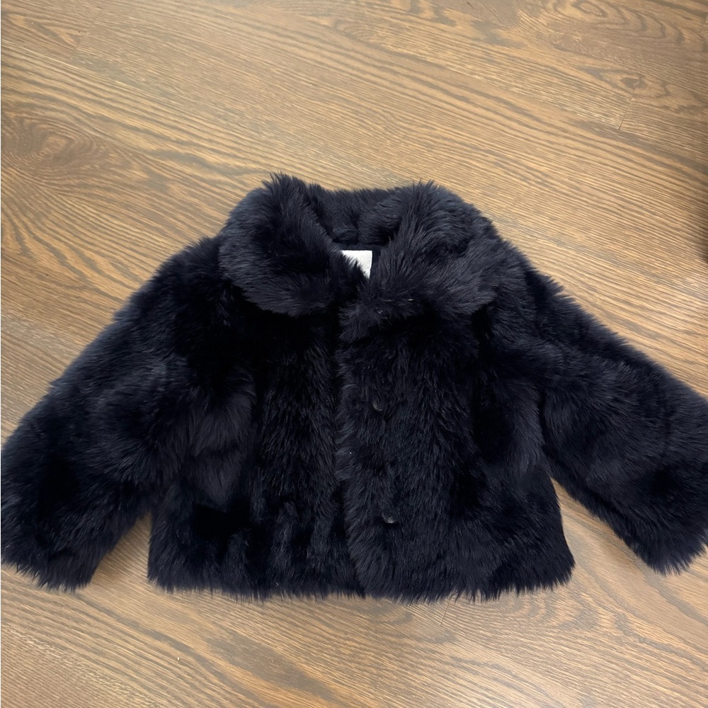 Janie and Jack Dark Navy Faux Fur Jacket